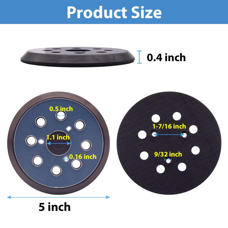 SHUTTLE GENIUS 5"" Replacement Sander Pad for Makita, 5 Inch 8 Hole Hook and Loop Sander Pads for Makita BO5010, BO5030K, BO5031K Compatible with DeWalt D26451,D26453, Porter Cable 382(1 Pack) - Image 2